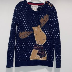 Embroidered moose sweater